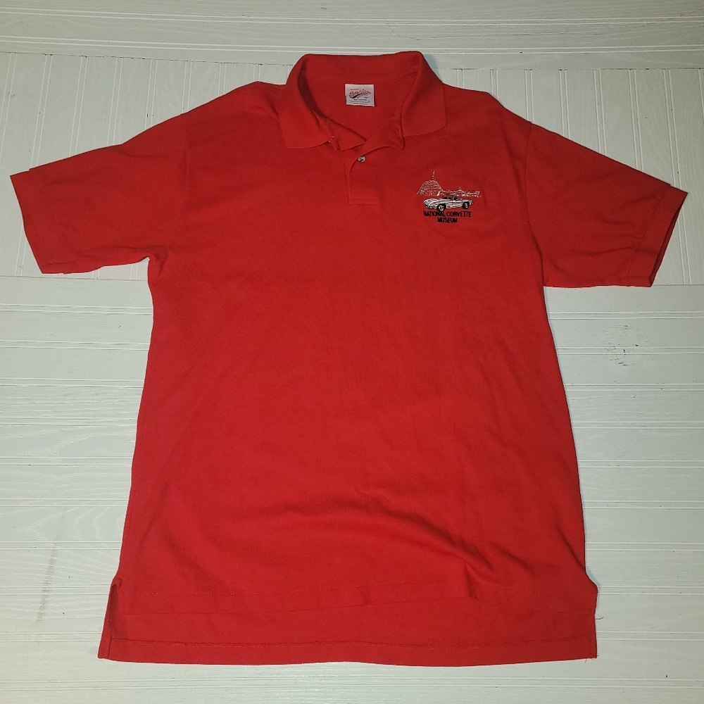 Great American Originals Made In USA Mens National Corvette Museum Red Polo